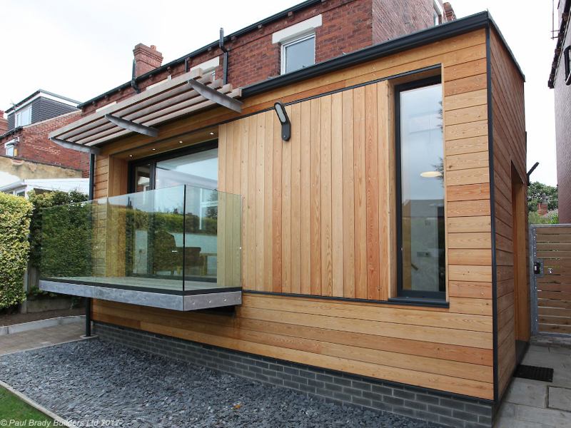 Modern wood-clad extension